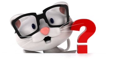 Eğlenceli çizgi film karakteri ile soru - 3d çizim