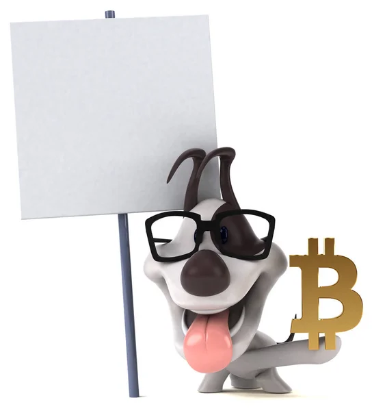 Postać Kreskówki Zabawa Bitcoin Ilustracja — Zdjęcie stockowe