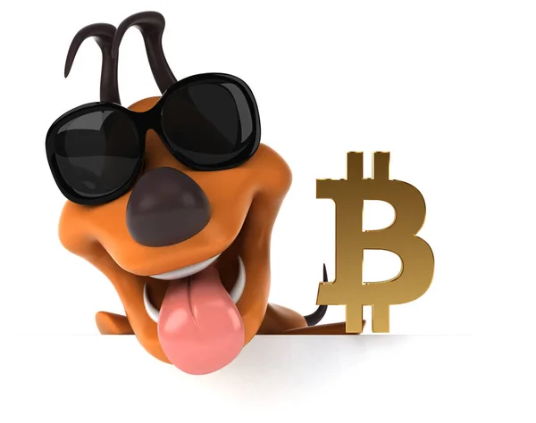 Rolig Tecknad Figur Med Bitcoin Illustration — Stockfoto