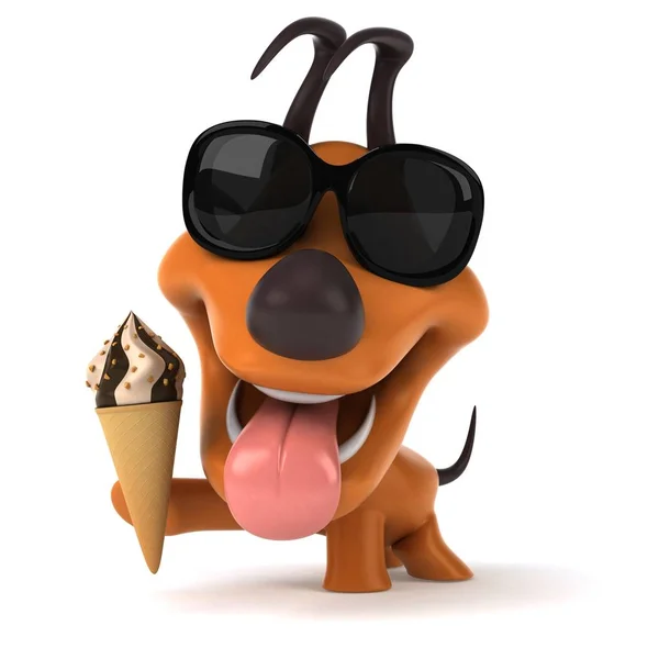 Divertido Perro Con Helado Ilustración — Foto de Stock