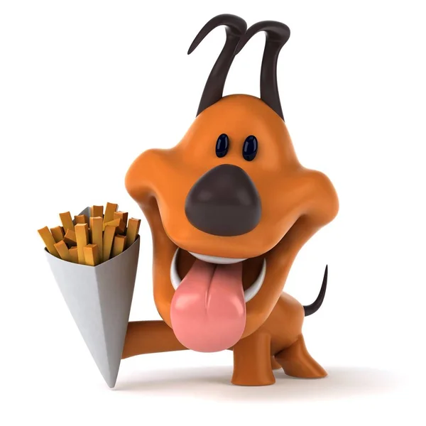 Spaßhund Mit Pommes Illustration — Stockfoto