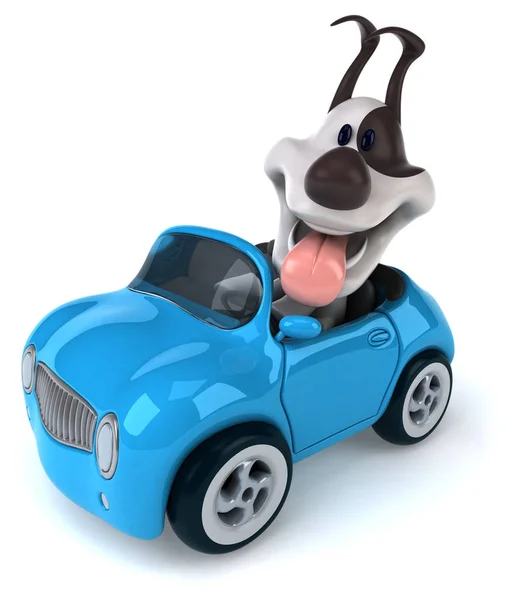 Spaß Cartoon Figur Mit Auto Illustration — Stockfoto