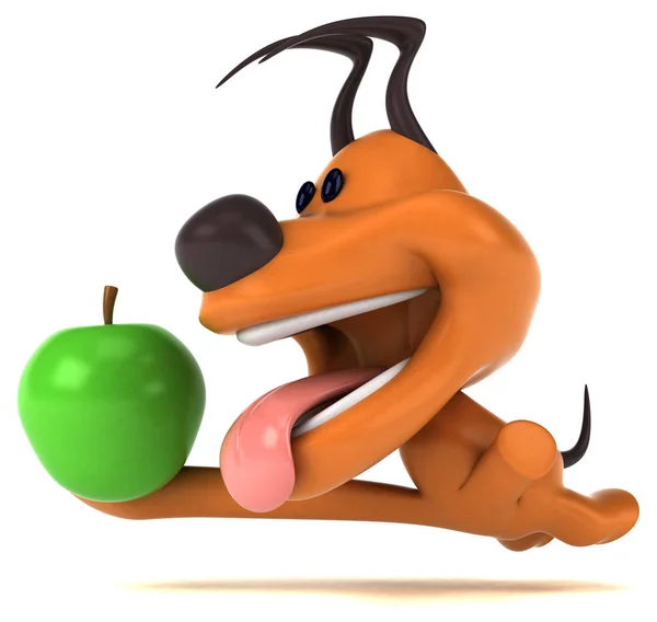 Spaß Cartoon Figur Mit Apfel Illustration — Stockfoto