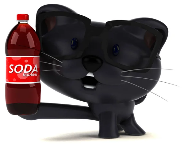 Rolig Tecknad Figur Med Soda Illustration — Stockfoto