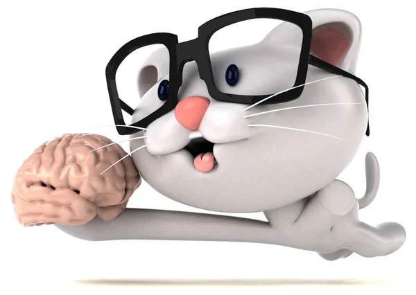 Divertido Personaje Dibujos Animados Con Cerebro Ilustración — Foto de Stock