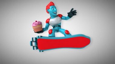 Eğlenceli çizgi film karakteri ile cupcake - 3d animasyon 