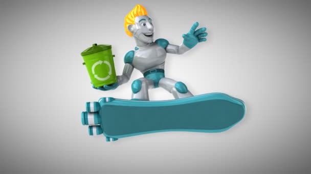 Robot Holding Bin Animation — Stock Video