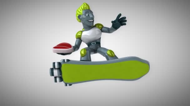 Robot Holding Meat Animation — Stock Video