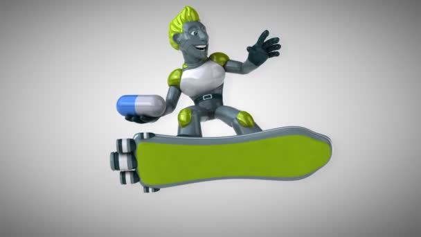 Ρομπότ Κρατώντας Χάπι Animation — Αρχείο Βίντεο