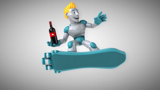 Fun Cartoon Character Wine Animation — Stock Video