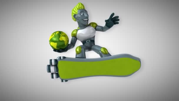 Drôle de personnage de dessin animé avec la planète - animation 3D  