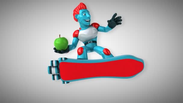 Spaß Cartoon Figur Mit Apfel Animation — Stockvideo