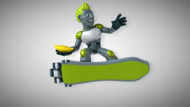 Zeichentrickfigur Mit Banane Animation — Stockvideo