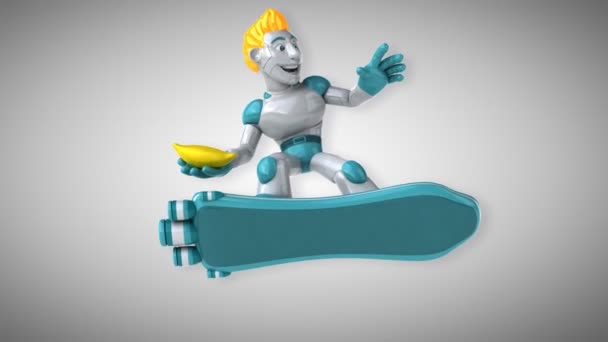Personagem Desenho Animado Divertido Com Banana Animação — Vídeo de Stock