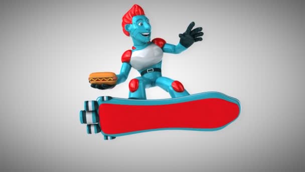 Robot Sosteniendo Hotdog Animación — Vídeo de stock