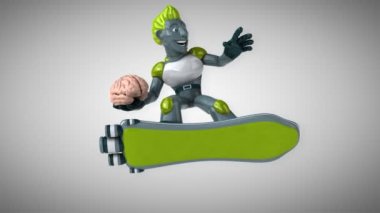 Eğlenceli çizgi film karakteri ile beyin - 3d animasyon 
