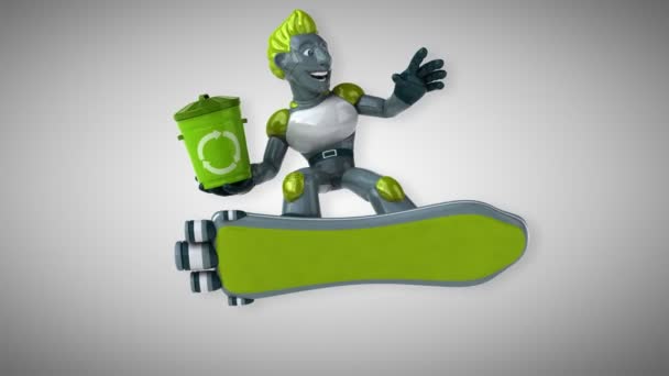Robot Holding Bin Animation — Stock Video