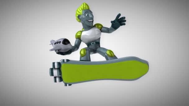 personnage de dessin animé amusant avec avion - animation 3D 