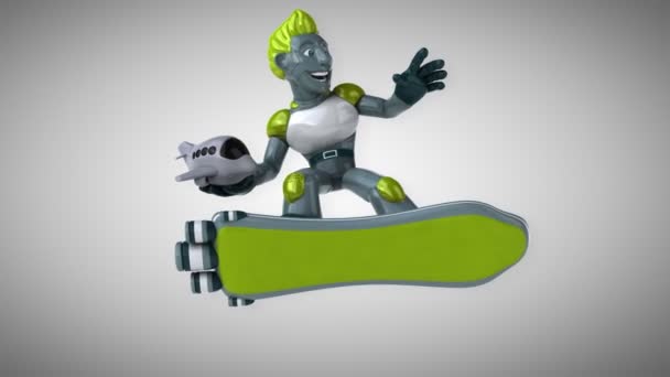 Lustige Zeichentrickfigur Mit Flugzeug Animation — Stockvideo