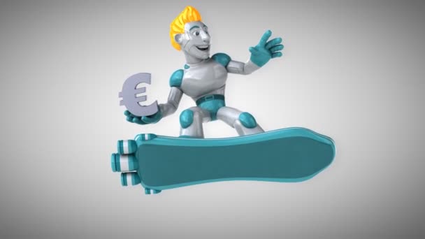 Personagem Engraçado Dos Desenhos Animados Com Euro Animação — Vídeo de Stock