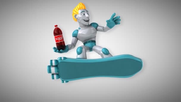 Fun Cartoon Character Soda Animation — Stock Video