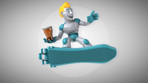 Robot Holding Beer Animation — Stock Video