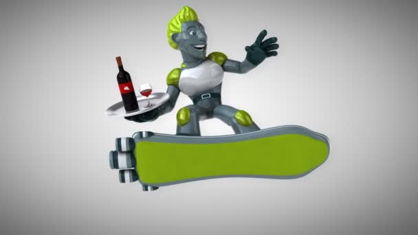 Divertido Personaje Dibujos Animados Con Vino Animación — Vídeo de stock