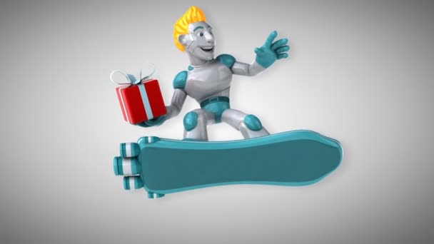 Lustige Zeichentrickfigur Mit Geschenk Animation — Stockvideo