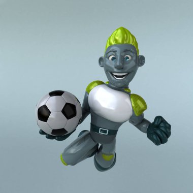 Eğlenceli çizgi film karakteri ile topu - 3d çizim