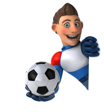 Eğlenceli çizgi film karakteri ile topu - 3d çizim