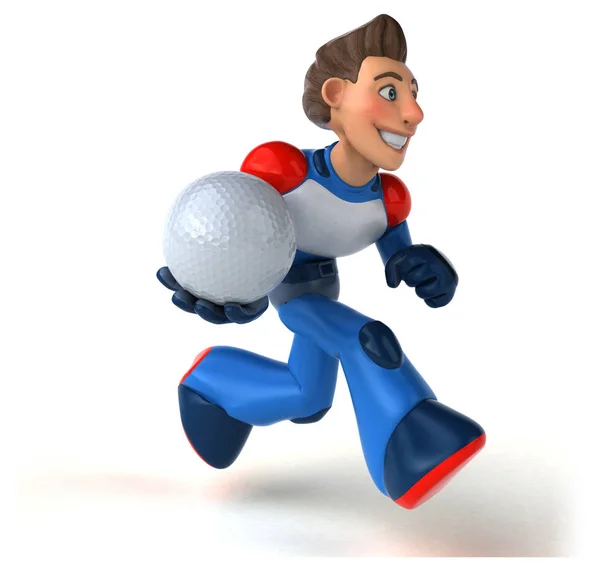 Personagem Desenho Animado Divertido Com Bola Ilustração — Fotografia de Stock