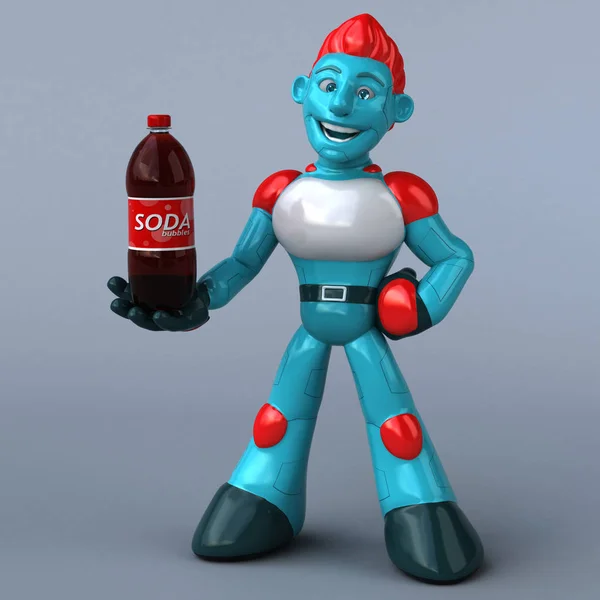 Rolig Tecknad Figur Med Soda Illustration — Stockfoto