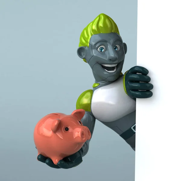 Funny Cartoon Character Piggy Bank Illustration — Stock Photo, Image
