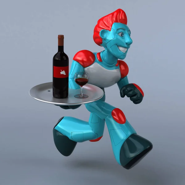 Personagem Desenho Animado Divertido Com Vinho Ilustração — Fotografia de Stock