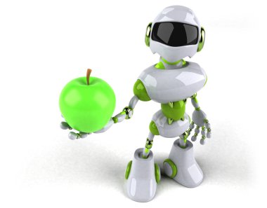Robot Apple - 3d çizim holding