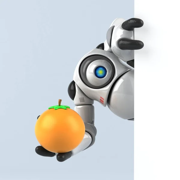 Ρομπότ Κρατώντας Πορτοκαλί Απεικόνιση — Φωτογραφία Αρχείου