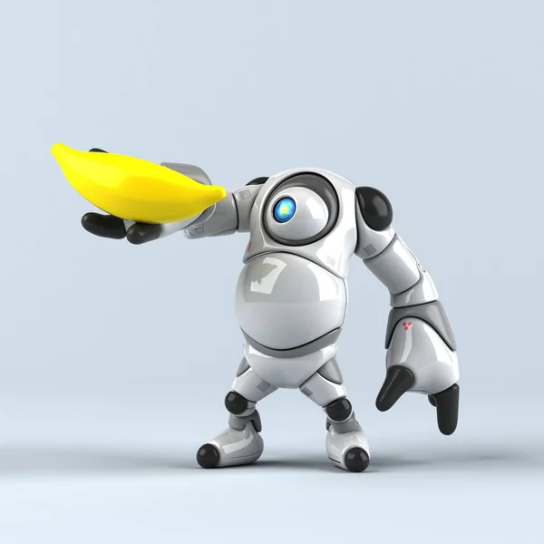 Robot Trzyma Banana Ilustracja — Zdjęcie stockowe