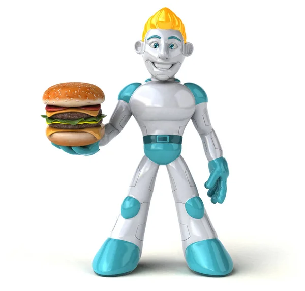 Robot Holding Hamburger Illustration — Stock Photo, Image