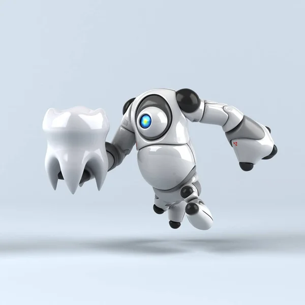 Roboter Hält Zahn Illustration — Stockfoto