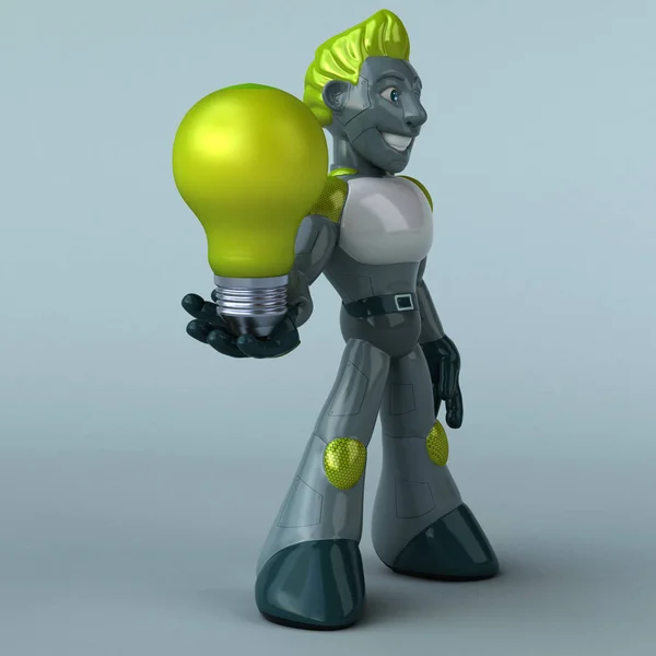 Robot Holding Light Bulb Illustration — Stock Photo, Image