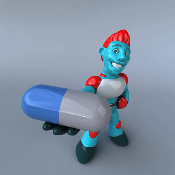 Roboter Hält Pille Illustration — Stockfoto