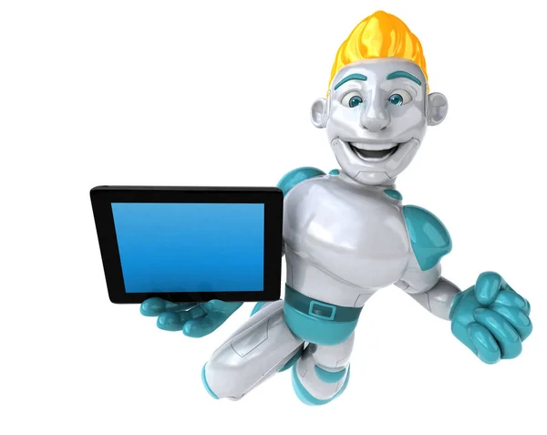 Spaß Cartoon Figur Mit Tablet Illustration — Stockfoto