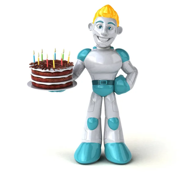 Spaß Cartoon Figur Mit Kuchen Illustration — Stockfoto