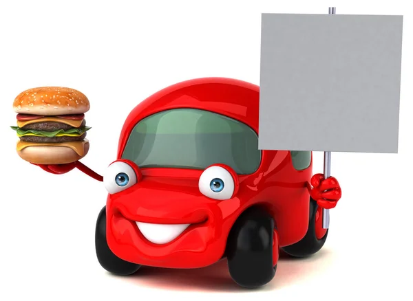 Spaß Cartoon Figur Mit Hamburger Illustration — Stockfoto