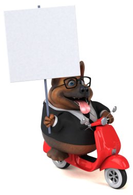 komik karikatür karakter motorla - 3d çizim