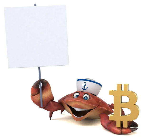 Spaß Cartoon Figur Mit Bitcoin Illustration — Stockfoto