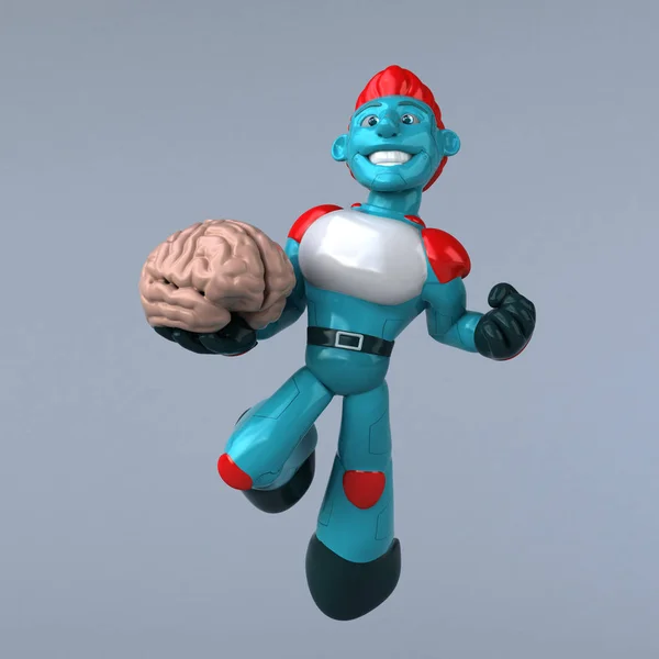 Divertido Personaje Dibujos Animados Con Cerebro Ilustración — Foto de Stock