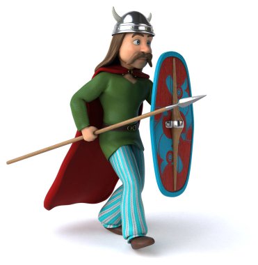 Galyalı savaşçısı çizgi film karakter - 3d çizim