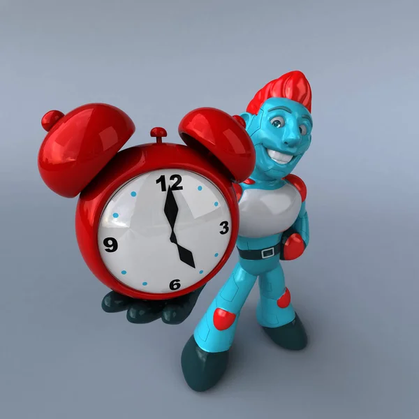 Personagem Engraçado Dos Desenhos Animados Com Relógio Ilustração — Fotografia de Stock
