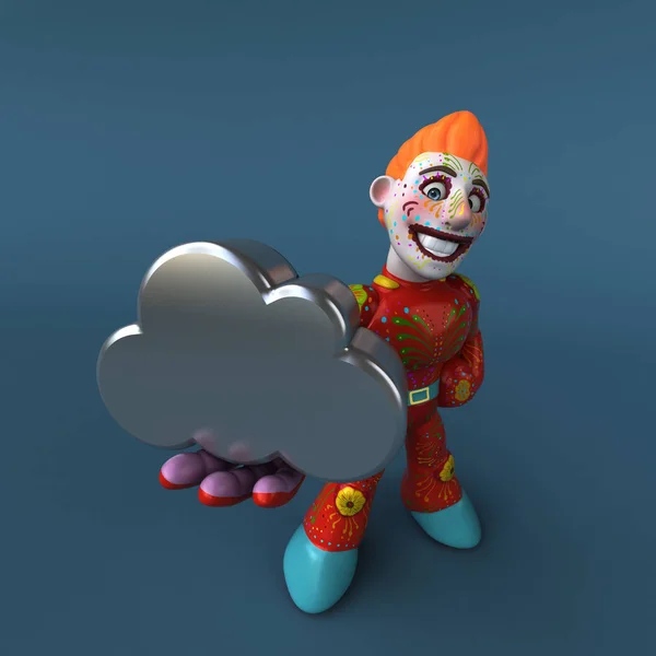 Personagem Desenho Animado Divertido Com Nuvem Ilustração — Fotografia de Stock